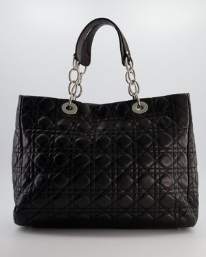 Christian Dior Lady Tote Bag in Black Cannage Lambskin Leather with Silver Hardware