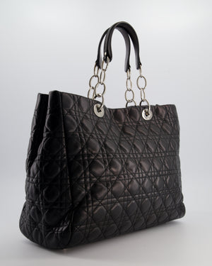Christian Dior Lady Tote Bag in Black Cannage Lambskin Leather with Silver Hardware