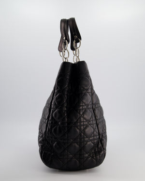 Christian Dior Lady Tote Bag in Black Cannage Lambskin Leather with Silver Hardware