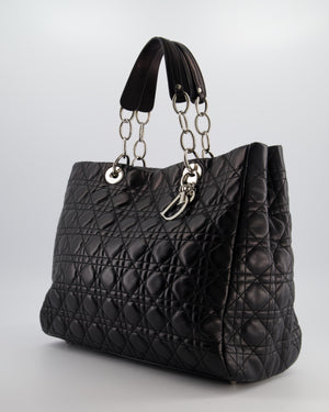 Christian Dior Lady Tote Bag in Black Cannage Lambskin Leather with Silver Hardware