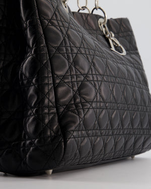 Christian Dior Lady Tote Bag in Black Cannage Lambskin Leather with Silver Hardware