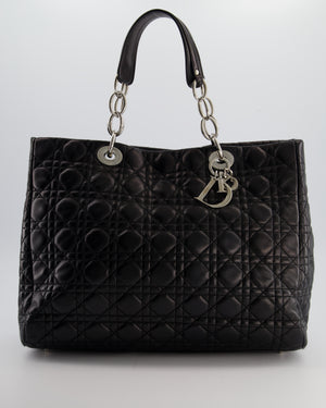Christian Dior Lady Tote Bag in Black Cannage Lambskin Leather with Silver Hardware