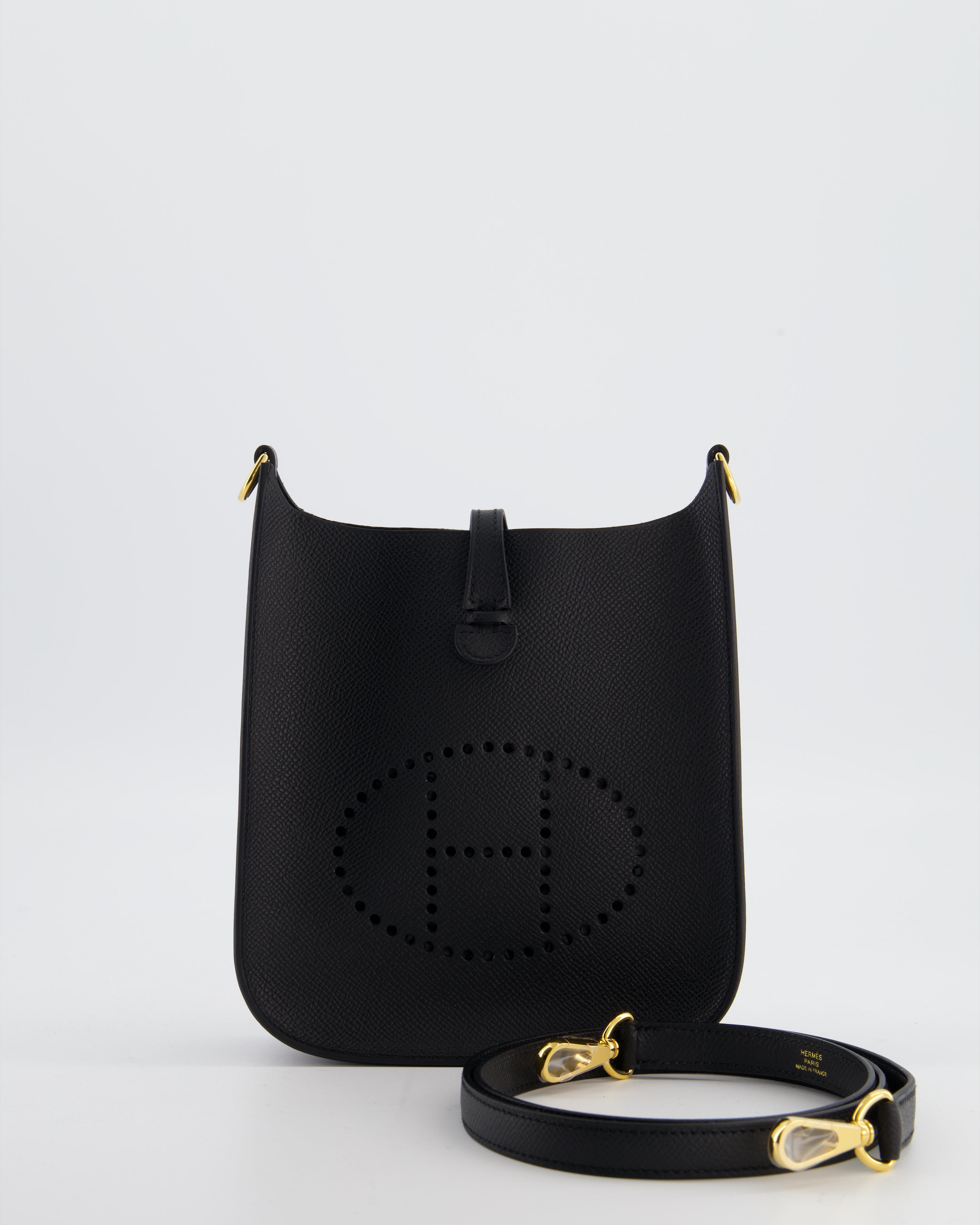 Hermès Black Mini Evelyne Sellier Bag in Epsom Leather with Gold Hardw