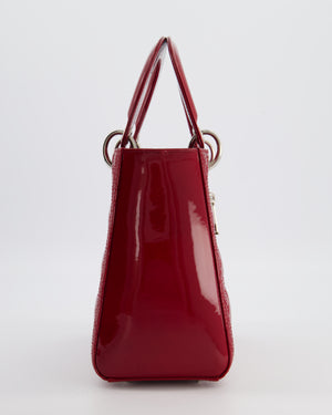 Christian Dior Burgundy Medium Lady Dior Bag in Patent Calfskin Leather with Silver Hardware
