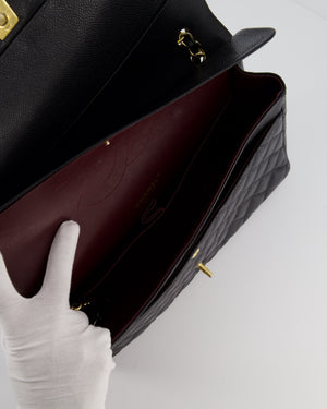 Chanel Black Maxi Classic Double Flap Bag in Caviar Leather with Gold Hardware