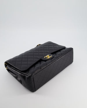 Chanel Black Maxi Classic Double Flap Bag in Caviar Leather with Gold Hardware