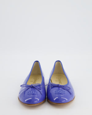Chanel Patent Calfskin Leather Ballet Flats in Light Blue Colour Size EU 39.5
