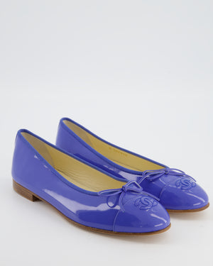 Chanel Patent Calfskin Leather Ballet Flats in Light Blue Colour Size EU 39.5