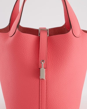 Hermès Picotin Lock 18 Bag in Rose Azalee Clemence Leather with Palladium Hardware