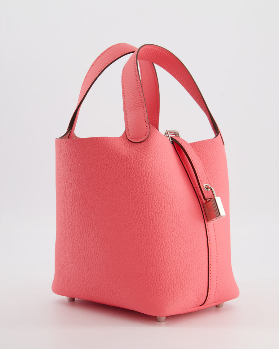 Hermès Picotin Lock 18 Bag in Rose Azalee Clemence Leather with Palladium Hardware