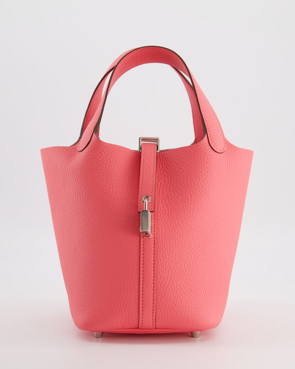 Hermès Picotin Lock 18 Bag in Rose Azalee Clemence Leather with Palladium Hardware
