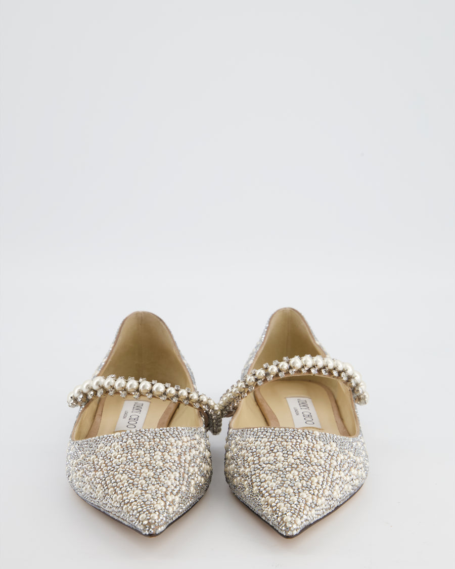 Jimmy Choo Baily Crystal & Pearl Embellished Mary Jane Pumps EU 38.5