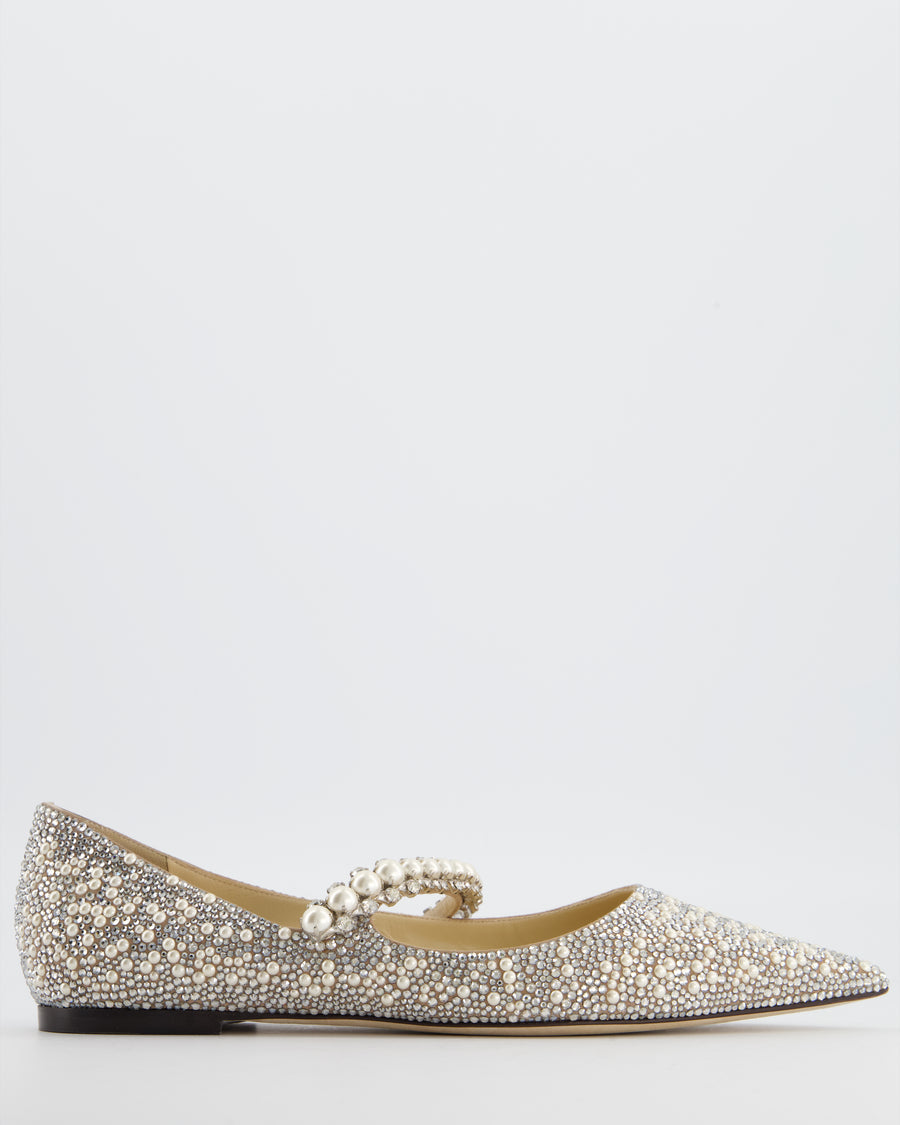 Jimmy Choo Baily Crystal & Pearl Embellished Mary Jane Pumps EU 38.5