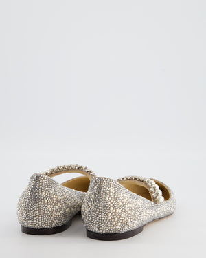 Jimmy Choo Baily Crystal & Pearl Embellished Mary Jane Pumps EU 38.5