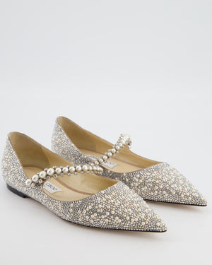 Jimmy Choo Baily Crystal & Pearl Embellished Mary Jane Pumps EU 38.5