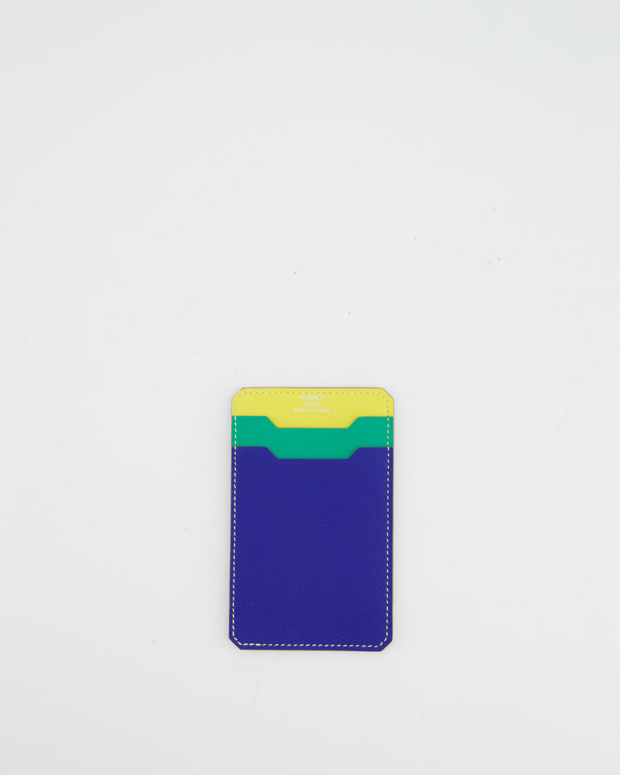 Hermès City 3CC Cardholder in Menthe, Bleu France and Soufre Evercolour Leather