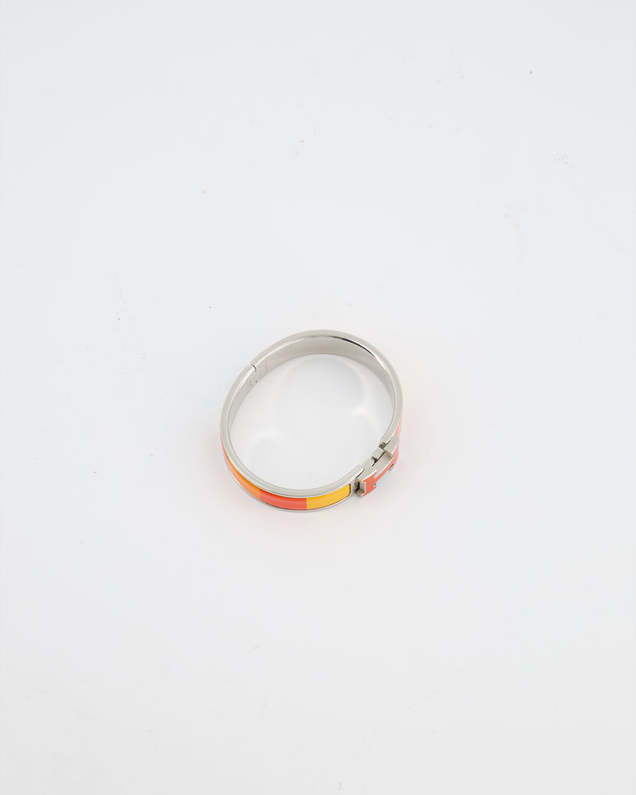 Hermès Clic Clac H Bracelet in Rainbow Orange Enamel with Palladium Hardware