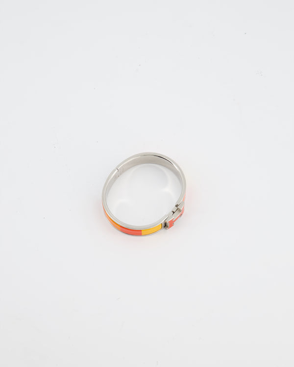 Hermès Clic Clac H Bracelet in Rainbow Orange Enamel with Palladium Hardware