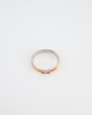 Hermès Clic Clac H Bracelet in Rainbow Orange Enamel with Palladium Hardware