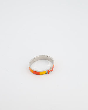Hermès Clic Clac H Bracelet in Rainbow Orange Enamel with Palladium Hardware