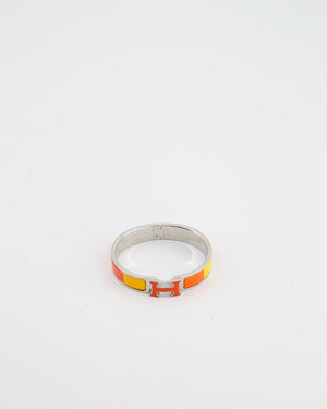 Hermès Clic Clac H Bracelet in Rainbow Orange Enamel with Palladium Hardware