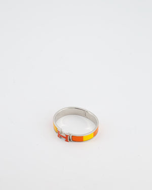 Hermès Clic Clac H Bracelet in Rainbow Orange Enamel with Palladium Hardware