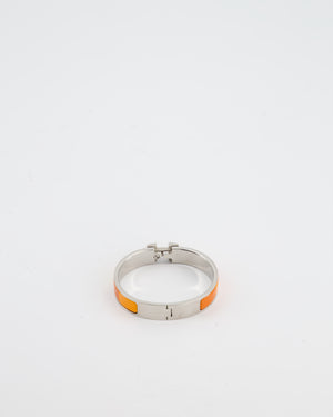 Hermès Clic Clac H Bracelet in Rainbow Orange Enamel with Palladium Hardware