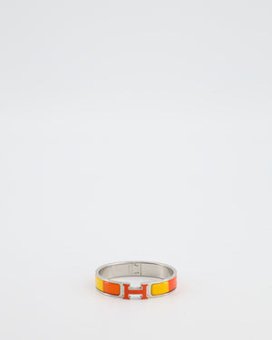 Hermès Clic Clac H Bracelet in Rainbow Orange Enamel with Palladium Hardware