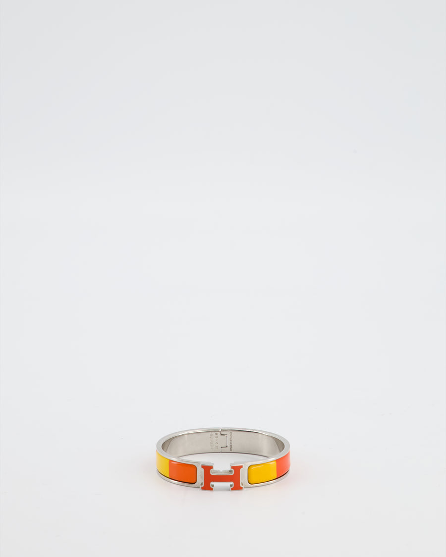Hermès Clic Clac H Bracelet in Rainbow Orange Enamel with Palladium Hardware