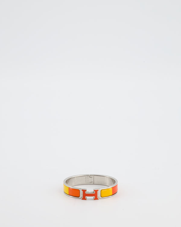 Hermès Clic Clac H Bracelet in Rainbow Orange Enamel with Palladium Hardware