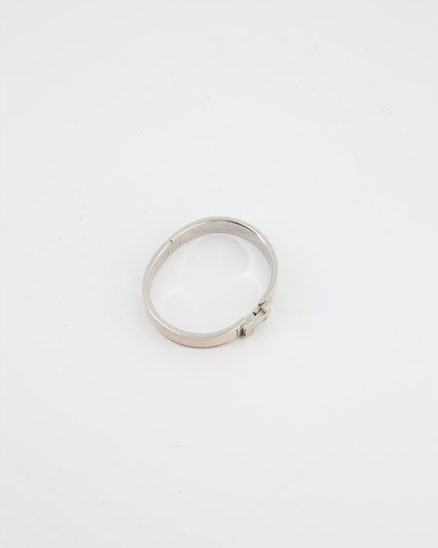 Hermès Clic H Bracelet in Crème Enamel with Palladium Hardware