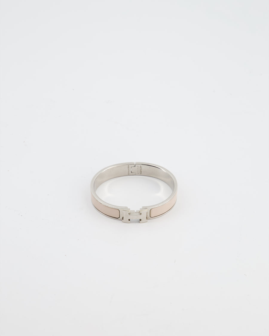 Hermès Clic H Bracelet in Crème Enamel with Palladium Hardware