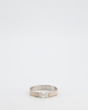 Hermès Clic H Bracelet in Crème Enamel with Palladium Hardware