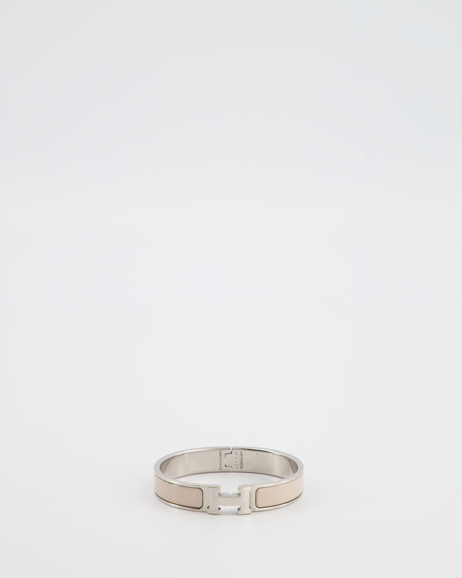 Hermès Clic H Bracelet in Crème Enamel with Palladium Hardware
