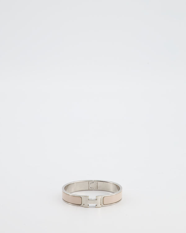 Hermès Clic H Bracelet in Crème Enamel with Palladium Hardware