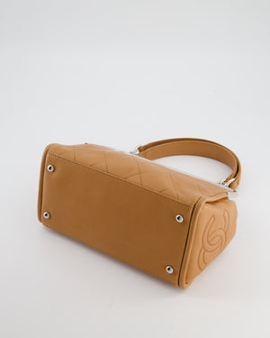 *HOT* Chanel Vintage Camel Brown Soft Frame Bag In Lambskin Leather with Silver Hardware