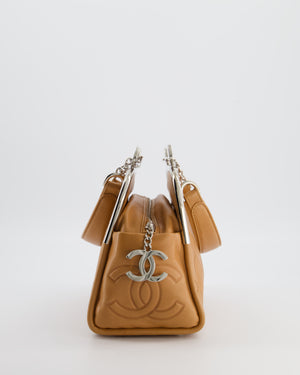 *HOT* Chanel Vintage Camel Brown Soft Frame Bag In Lambskin Leather with Silver Hardware