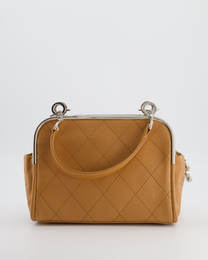 *HOT* Chanel Vintage Camel Brown Soft Frame Bag In Lambskin Leather with Silver Hardware