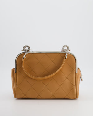 *HOT* Chanel Vintage Camel Brown Soft Frame Bag In Lambskin Leather with Silver Hardware