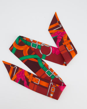 Hermès Silk Red and Purple Grande Manege Prune Twilly Rrp 185£