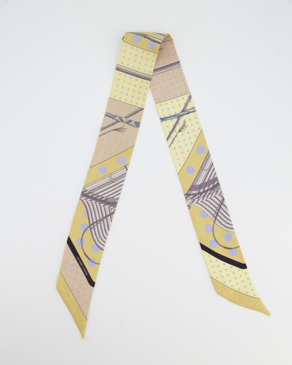 Hermès Yellow and Blue Silk Clic-Clac a Pois Twilly