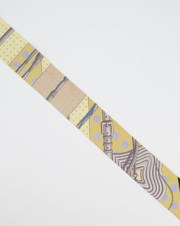 Hermès Yellow and Blue Silk Clic-Clac a Pois Twilly