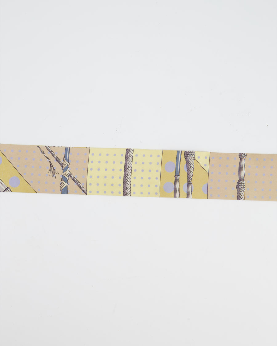 Hermès Yellow and Blue Silk Clic-Clac a Pois Twilly