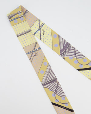 Hermès Yellow and Blue Silk Clic-Clac a Pois Twilly