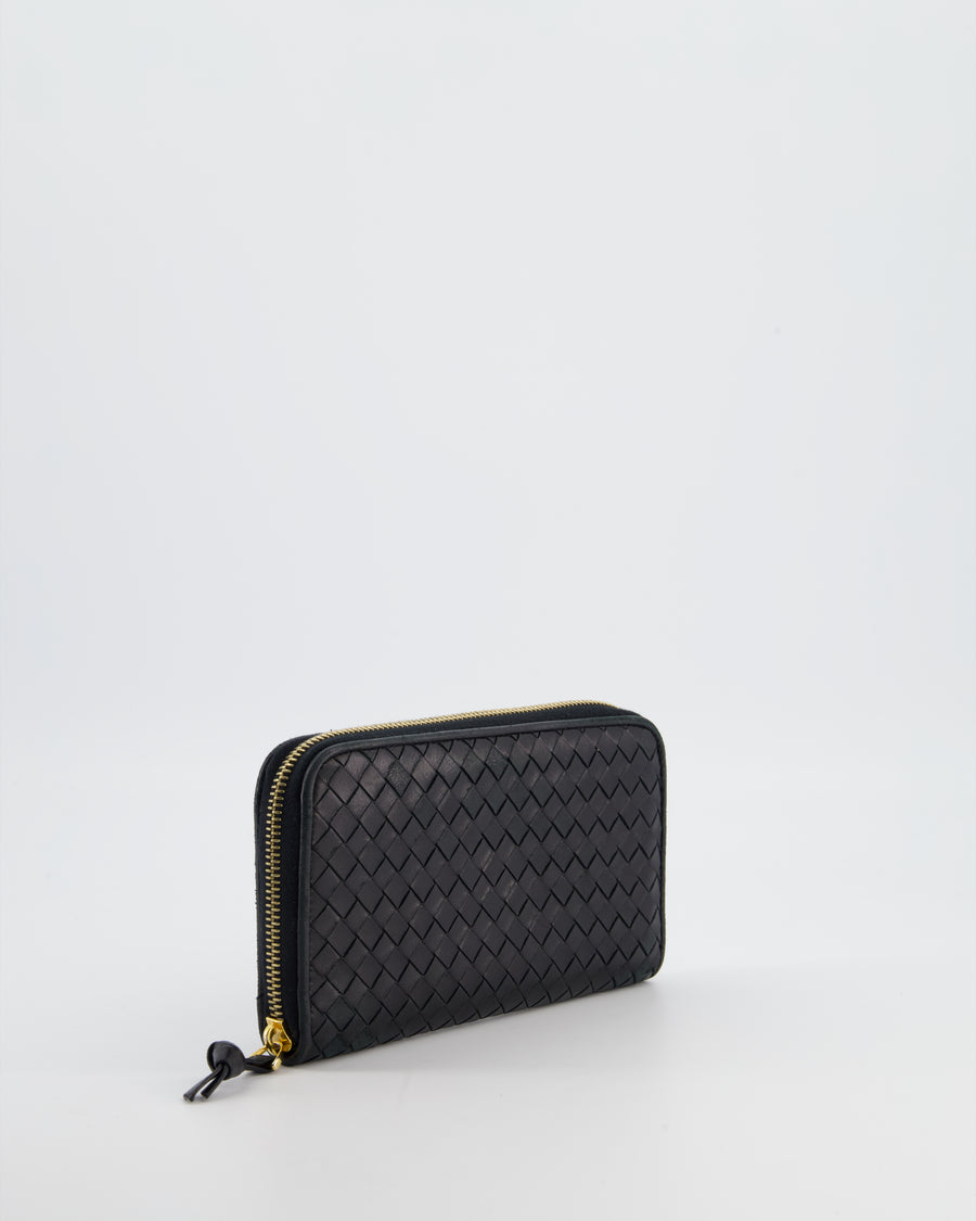 Bottega Veneta Black Intrecciato Long Wallet