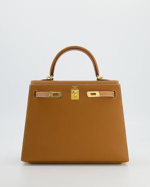 *FIRE PRICE* Hermès Kelly 25 Sellier Bag in Gold Epsom Leather with Gold Hardware