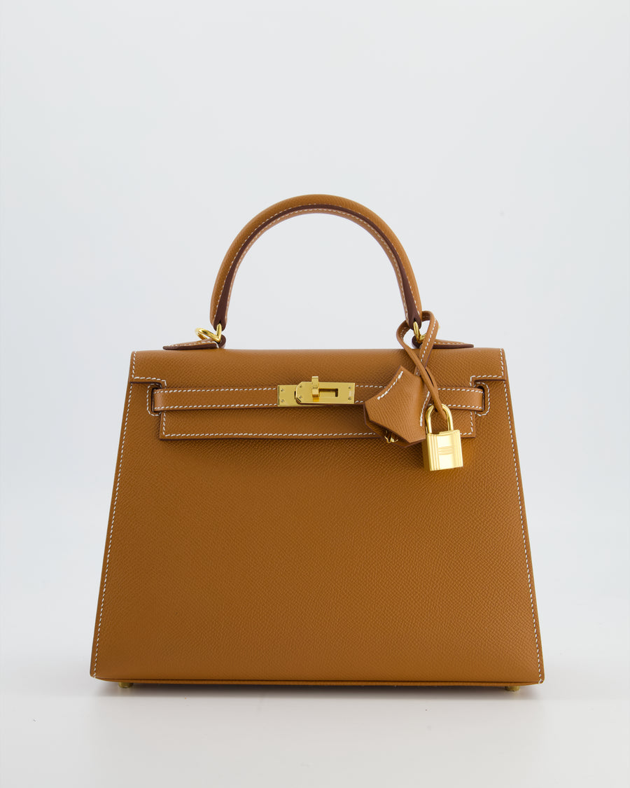 *FIRE PRICE* Hermès Kelly 25 Sellier Bag in Gold Epsom Leather with Gold Hardware