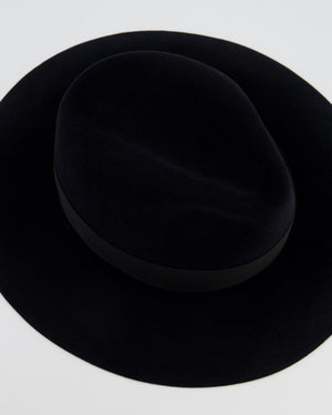 Christian Dior Black Panama Hat with Logo Detail Size 55 cm