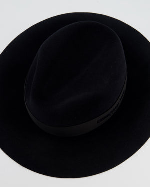 Christian Dior Black Panama Hat with Logo Detail Size 55 cm