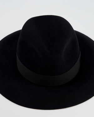 Christian Dior Black Panama Hat with Logo Detail Size 55 cm